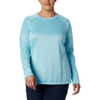 Columbia Sweater Dames, PFG Tidal II Long Sleeve Plus Size Blauw Wit, 93UIYAKDL